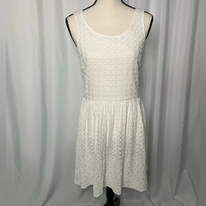Old Navy Bright White Eyelet Fit and Flare Dress - size 6